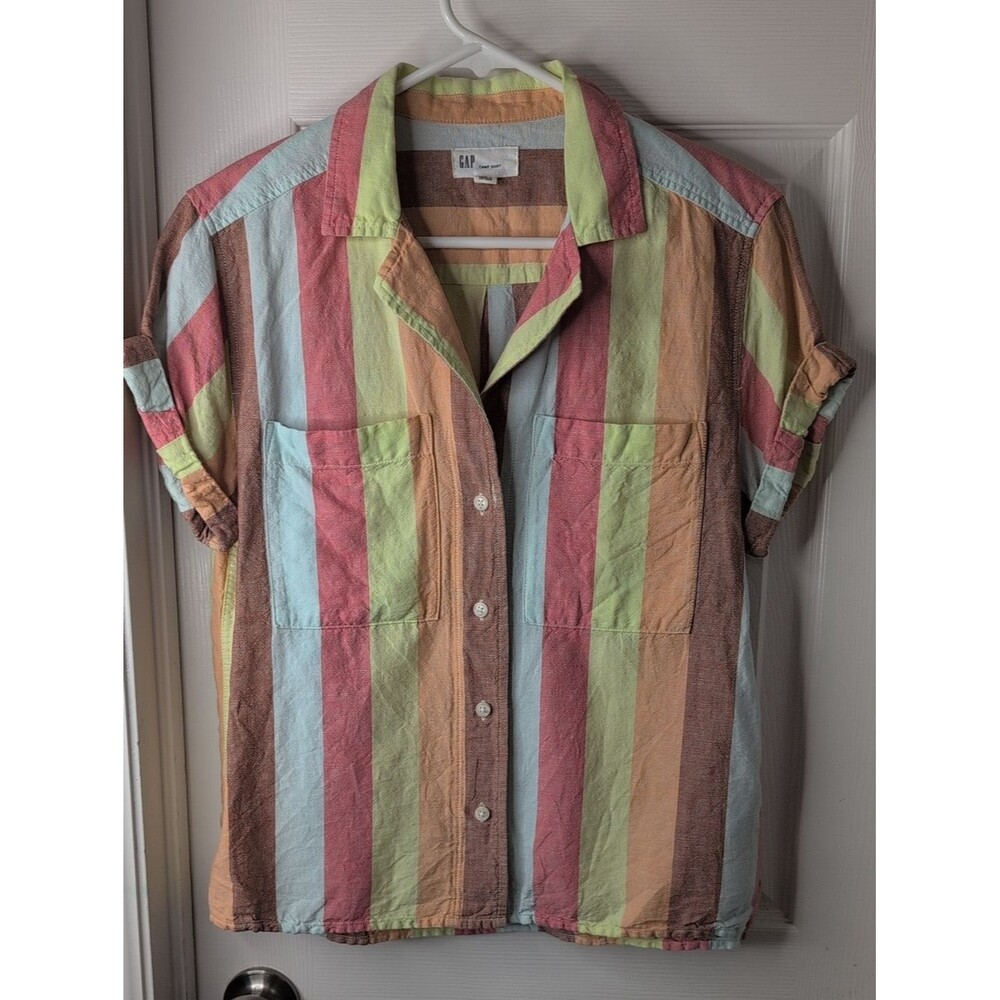 GAP linen Cotton Blend Camp Shirt Size S